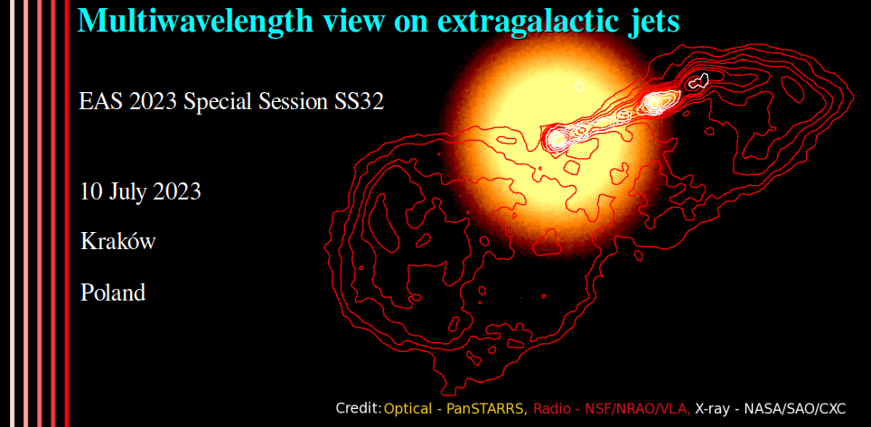 baner sesji Multiwavelength view on extragalactic jets na knferencji EAS 2023