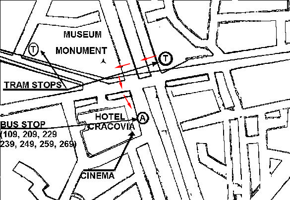 Cracovia hotel map (77065 bytes)