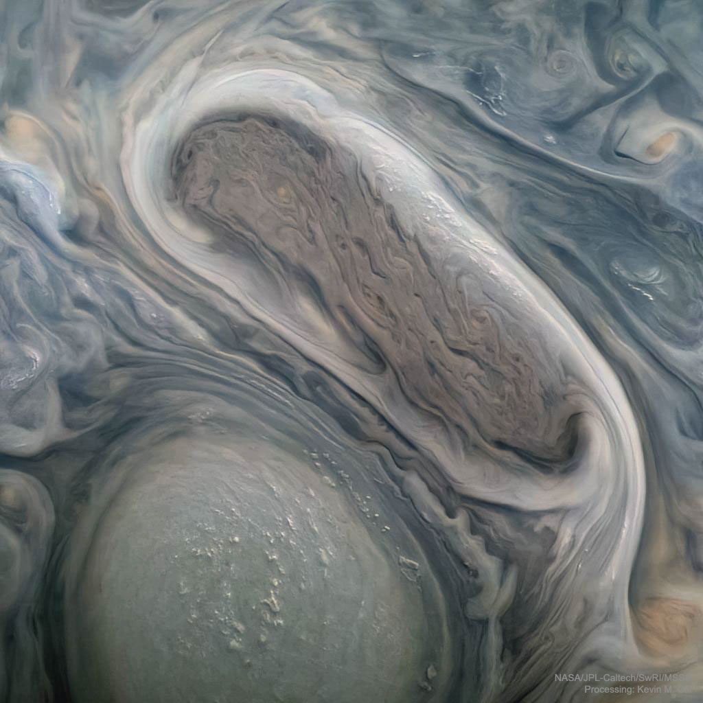 The featured image shows an image of Jupiter's clouds
as captured by the Juno spacecraft in late 2021 November.
Please see the explanation for more detailed information.