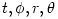 t, \phi, r, \theta