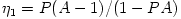 \eta_1 = P(A-1)/(1-PA)