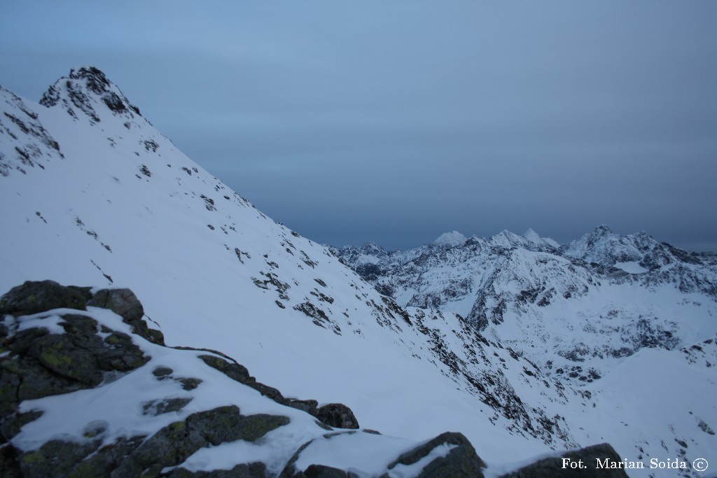 Mały Kozi Wierch i Wysokie Tatry z Zawratu
